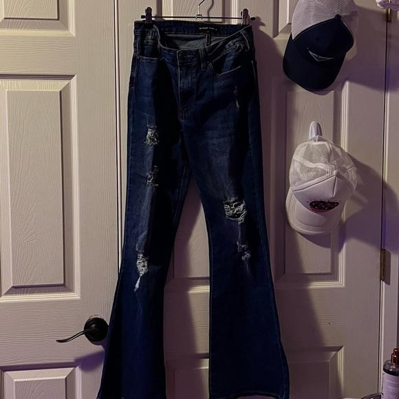 Ripped denim flare jeans - Picture 1 of 5